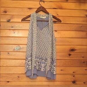 Rose + Olive Floral Periwinkle Sleeveless Top